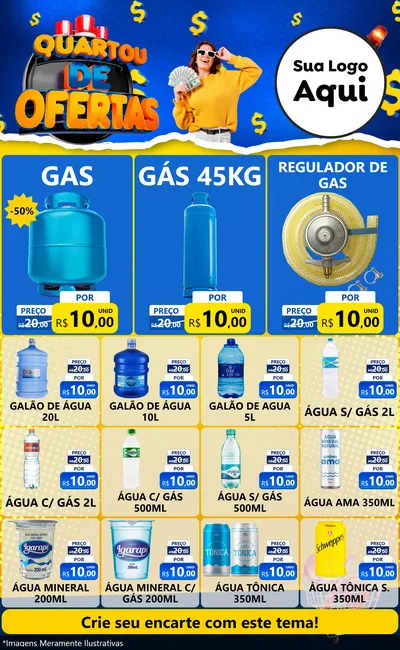 Modelo de Encarte para Encarte Grande com o tema Quartou de Ofertas para Água e gás
