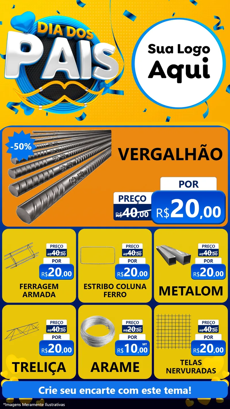 Modelo de Rede Social para Stories com o tema Dia dos Pais para Ferragens