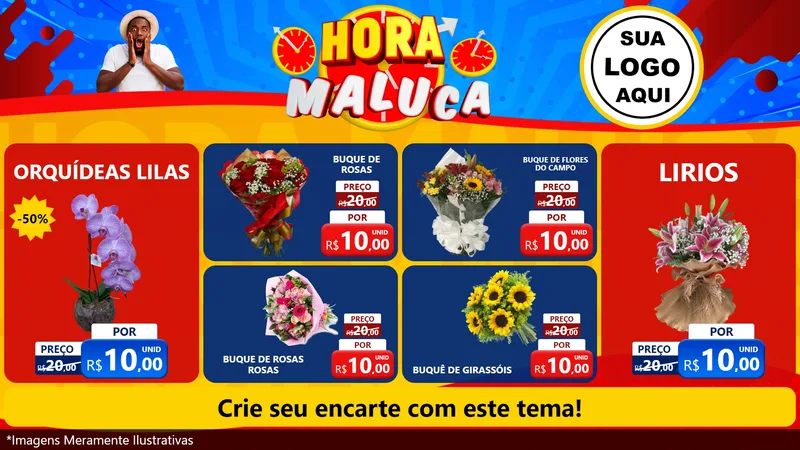 Modelo de TV para TV Horizontal com o tema Hora Maluca para Floricultura e jardim