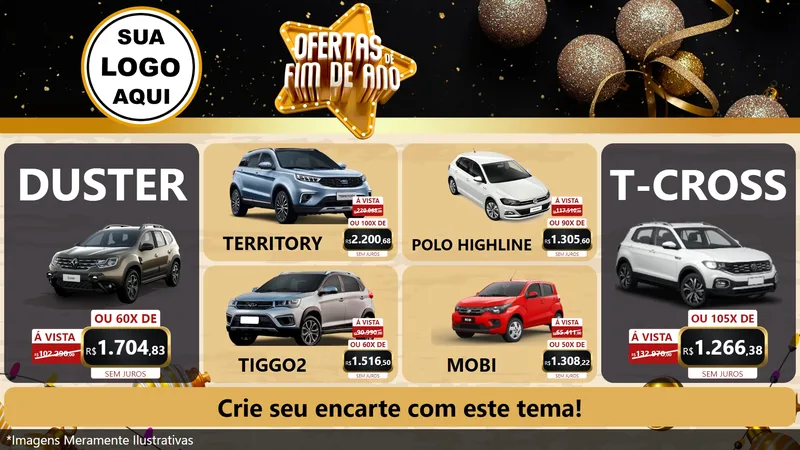 Modelo de TV para TV Horizontal com o tema Ofertas de Fim de Ano para Concessionaria de Carros