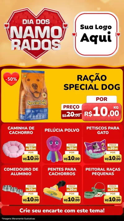 Modelo de Rede Social para Stories com o tema Dia dos Namorados para Pet Shop