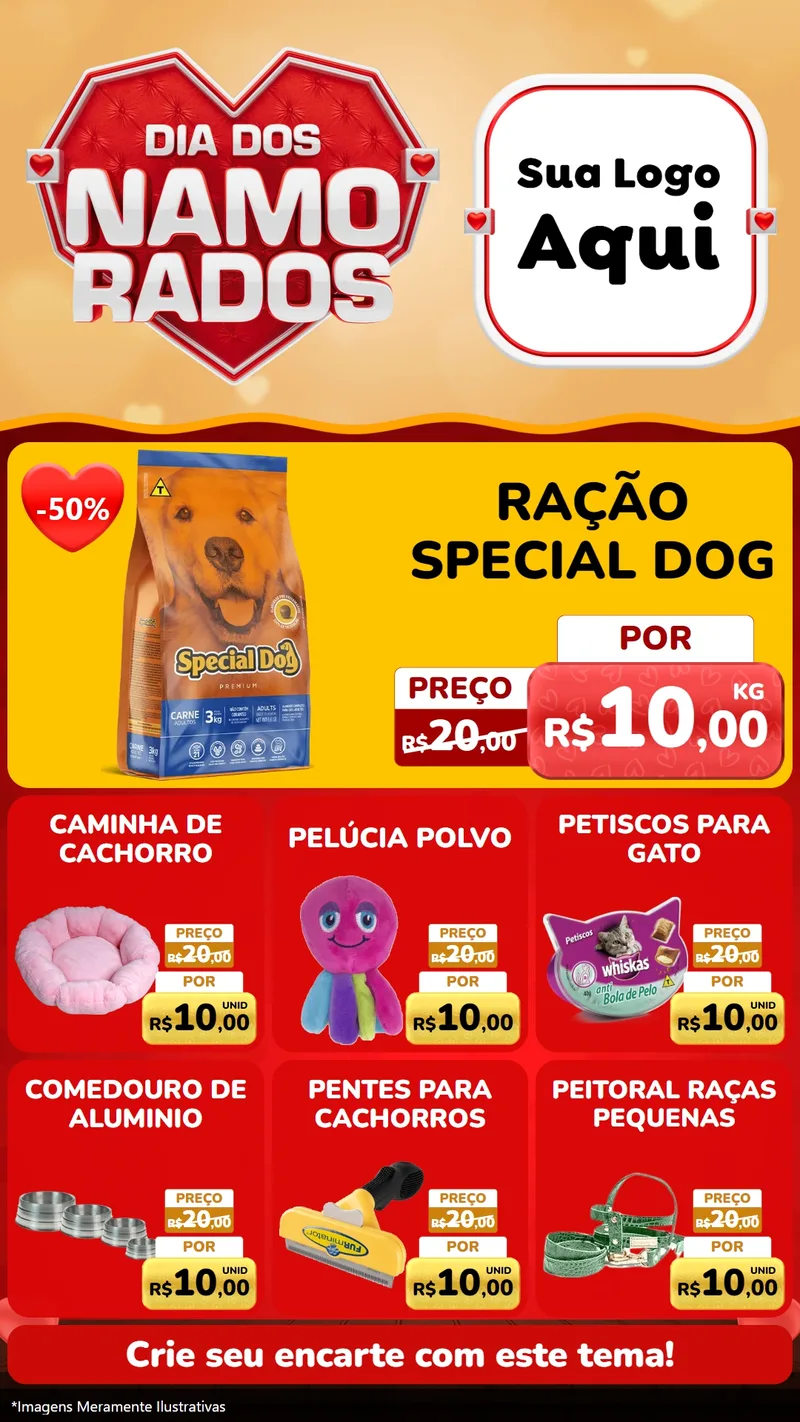 Modelo de Rede Social para Stories com o tema Dia dos Namorados para Pet Shop