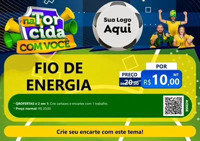 Modelo de Cartaz para Cartaz A4 Horizontal com o tema Na Torcida Com Você - Copa para Materiais Elétricos