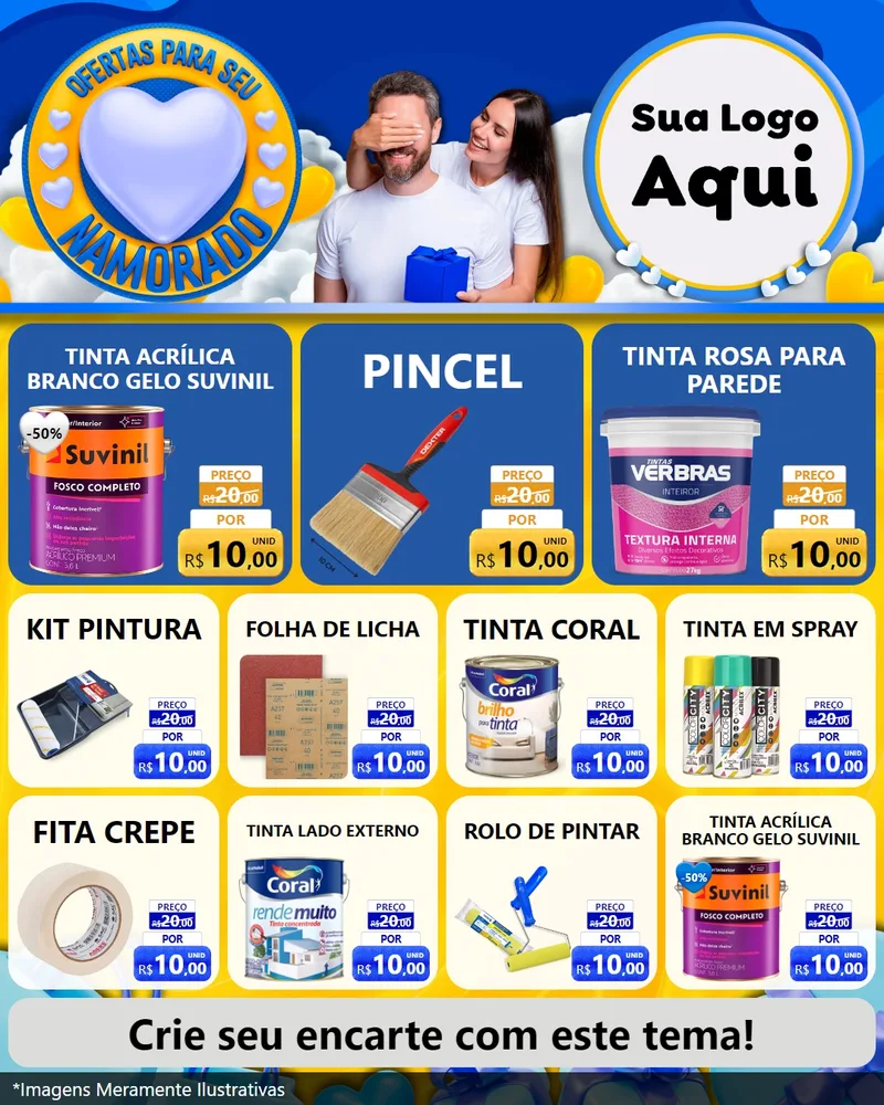 Modelo de Rede Social para Feed Instagram com o tema Ofertas Para Seu Namorado para Tintas e Ferramentas