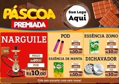 Modelo de Encarte para Encarte A4 Horizontal com o tema Páscoa Premiada para Tabacaria