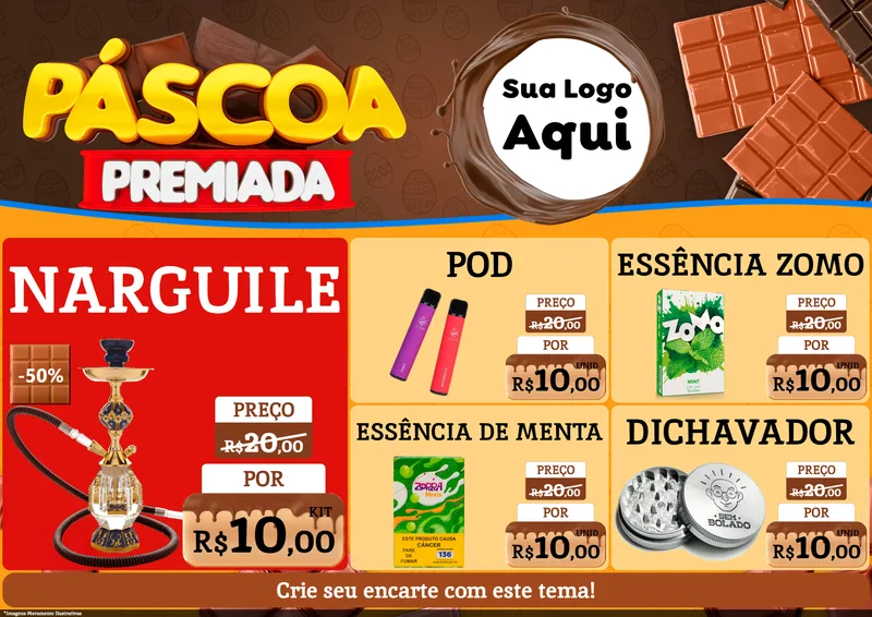 Modelo de Encarte para Encarte A4 Horizontal com o tema Páscoa Premiada para Tabacaria