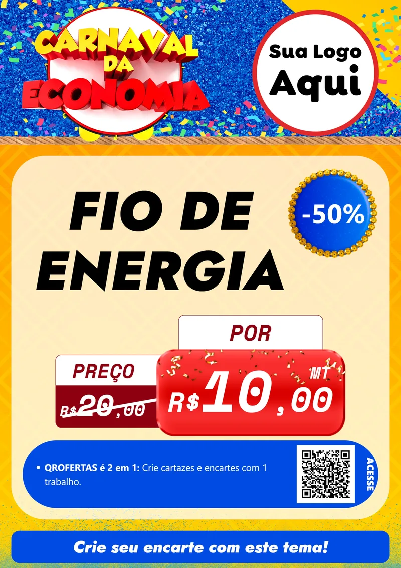 Modelo de Cartaz para Cartaz A4 Vertical com o tema Carnaval da Economia para Materiais Elétricos