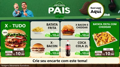Modelo de TV para TV Horizontal com o tema Mês dos Pais para Hamburgueria