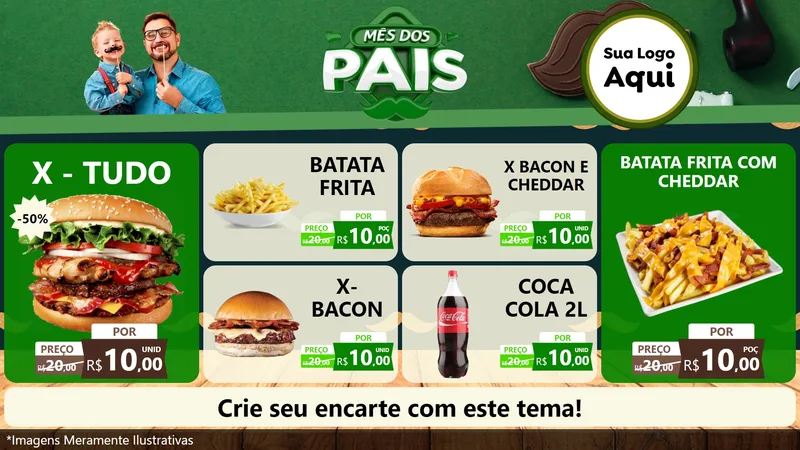 Modelo de TV para TV Horizontal com o tema Mês dos Pais para Hamburgueria