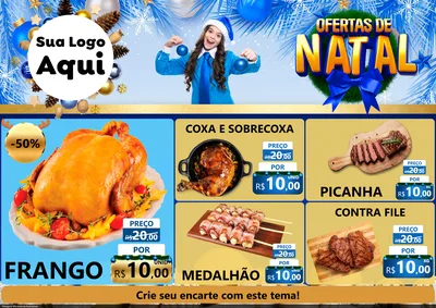 Modelo de Encarte para Encarte A4 Horizontal com o tema Ofertas de Natal para Assados