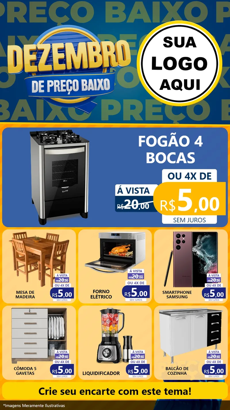 Modelo de Rede Social para Stories com o tema Dezembro de Preço Baixo para Móveis e Eletro