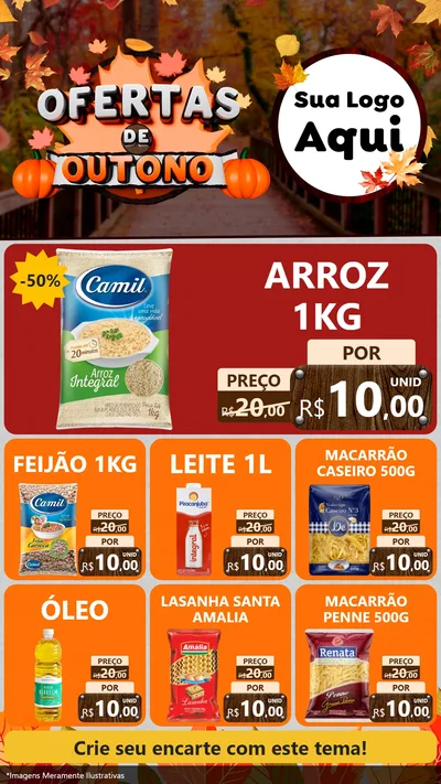 Modelo de Rede Social para Stories com o tema Ofertas de Outono para Supermercado