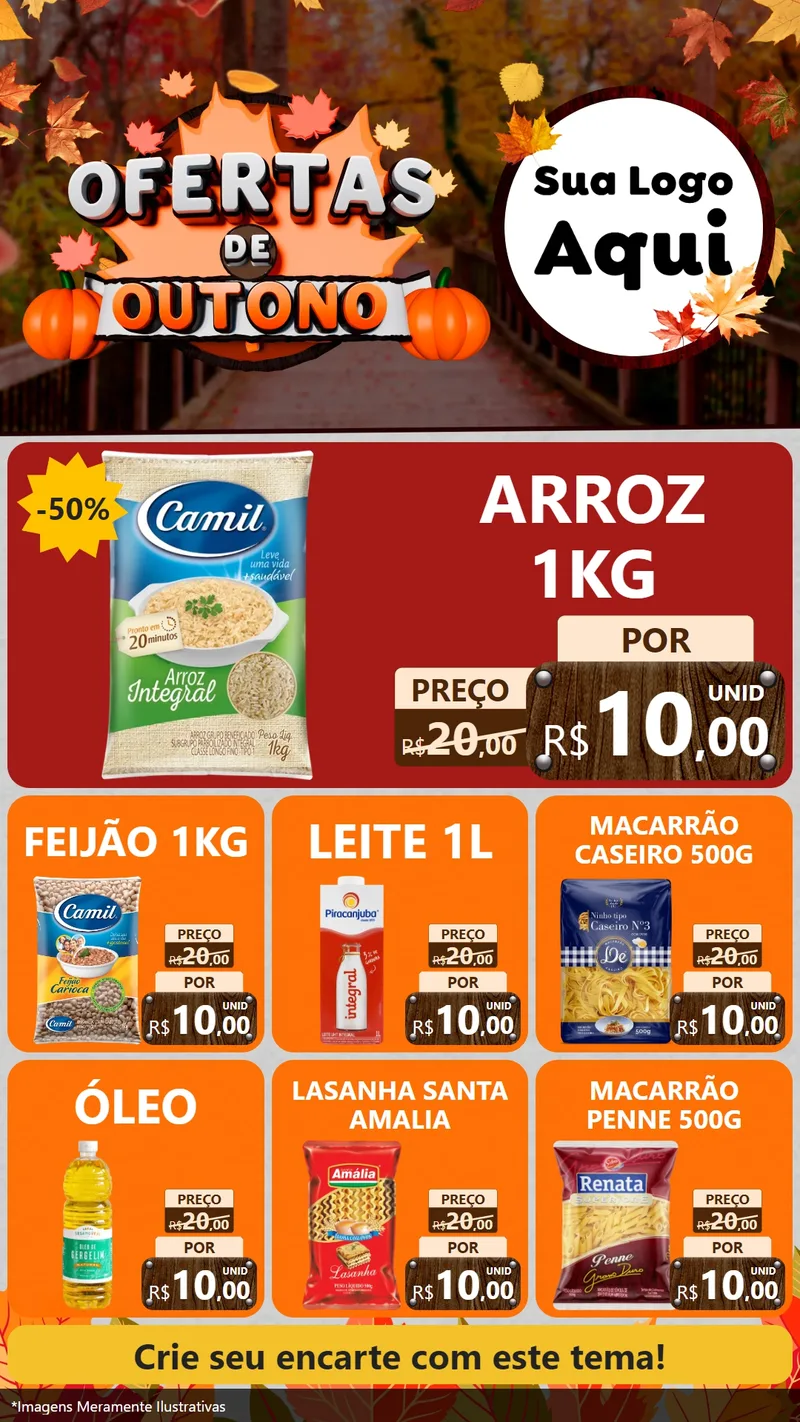 Modelo de Rede Social para Stories com o tema Ofertas de Outono para Supermercado