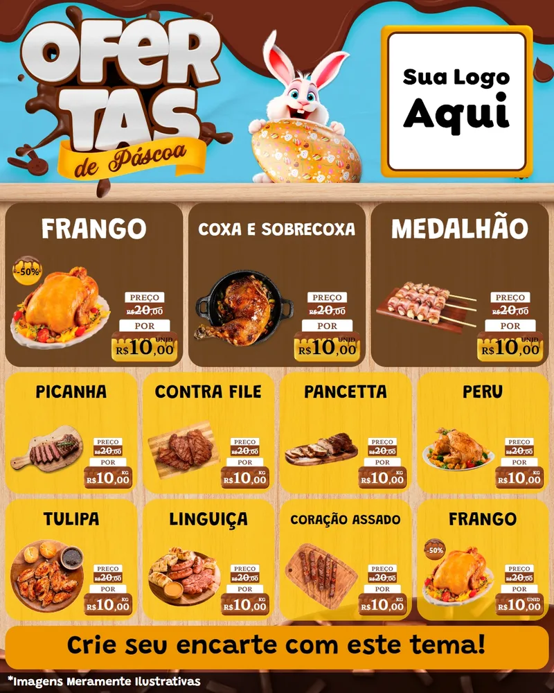 Modelo de Rede Social para Feed Instagram com o tema Ofertas de Páscoa para Assados
