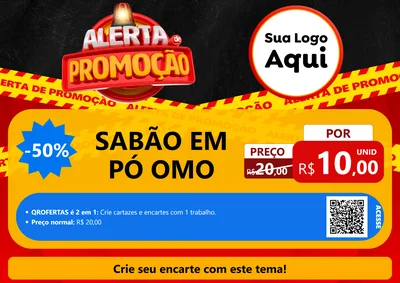 Modelo de Cartaz para Cartaz A4 Horizontal com o tema Alerta de Promoção para Produtos de Limpeza