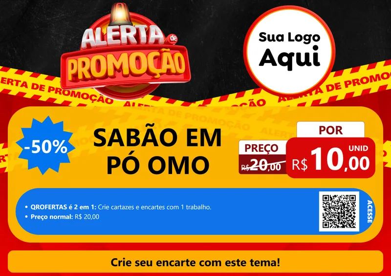 Modelo de Cartaz para Cartaz A4 Horizontal com o tema Alerta de Promoção para Produtos de Limpeza