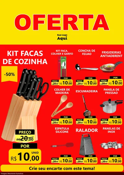 Modelo de Encarte para Encarte A4 Vertical com o tema OFERTA - Vermelho Cartaz para Utilidades Domésticas