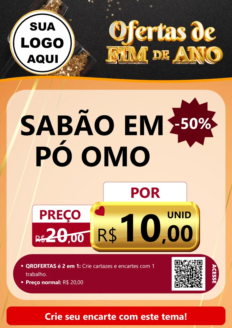 Modelo de Cartaz para Cartaz A4 Vertical com o tema Ofertas de Fim de Ano para Produtos de Limpeza
