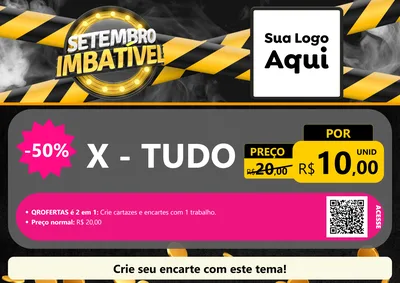 Modelo de Cartaz para Cartaz A4 Horizontal com o tema Setembro Imbatível para Hamburgueria