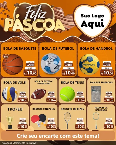 Modelo de Rede Social para Feed Instagram com o tema Feliz Páscoa para Artigos Esportivos
