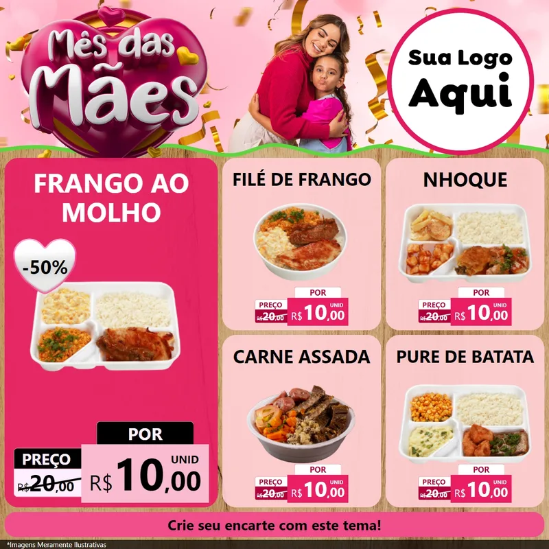 Modelo de Rede Social para Feed Facebook com o tema Mês das Mães para Restaurante