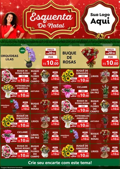 Modelo de Encarte para Encarte A4 Vertical com o tema Esquenta de Natal para Floricultura e jardim