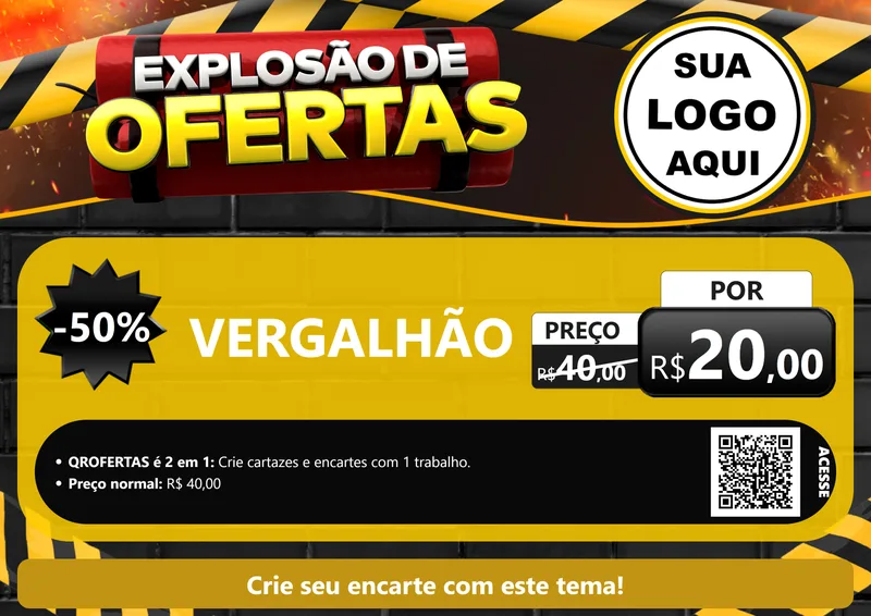 Modelo de Cartaz para Cartaz A4 Horizontal com o tema Explosão de Ofertas para Ferragens