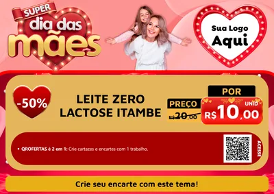 Modelo de Cartaz para Cartaz A4 Horizontal com o tema Super Dia Das Mães para Frios e Laticínios