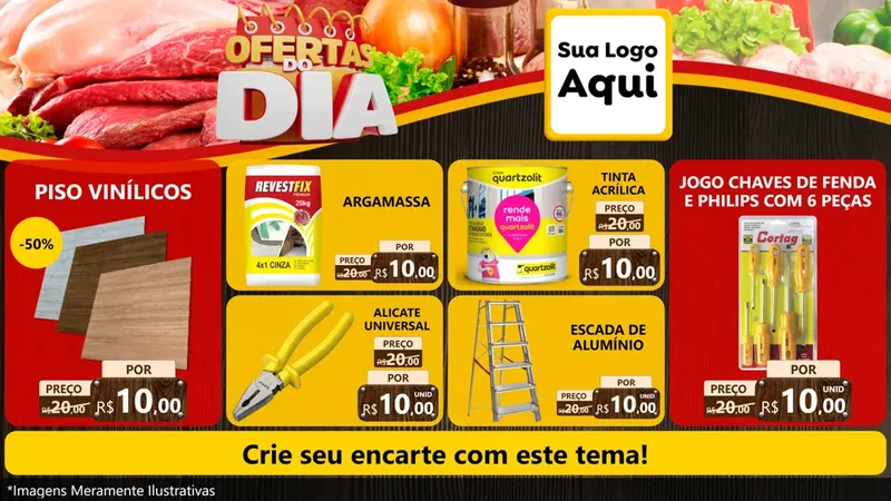 Modelo de TV para TV Horizontal com o tema Ofertas do Dia para Material para Construção