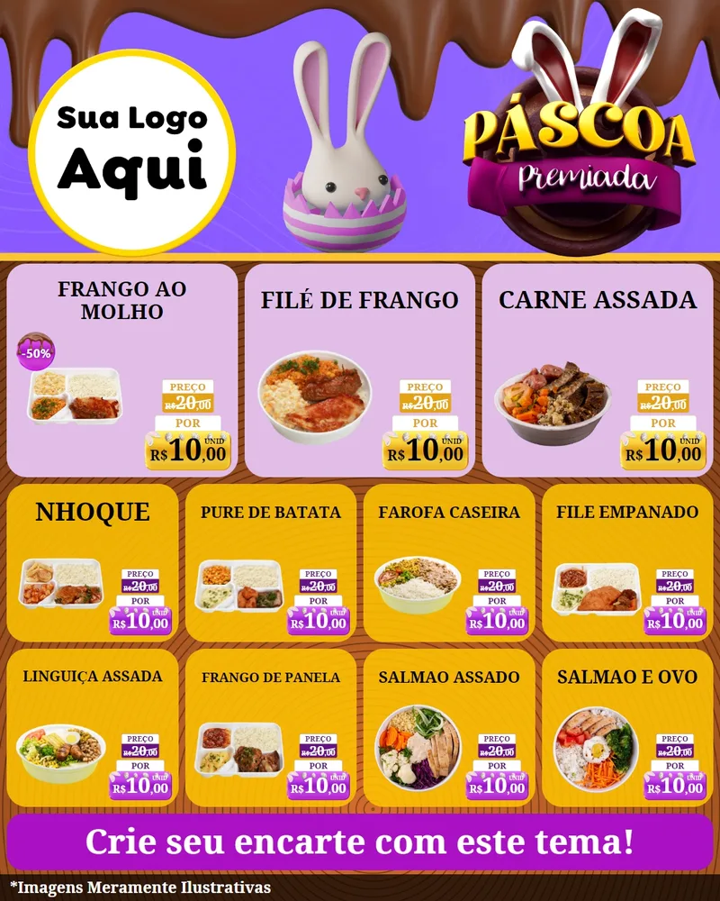 Modelo de Rede Social para Feed Instagram com o tema Páscoa Premiada para Restaurante