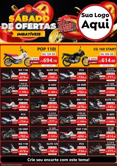 Modelo de Encarte para Encarte A4 Vertical com o tema Sábado de Ofertas Imbatíveis para Concessionaria de Motos
