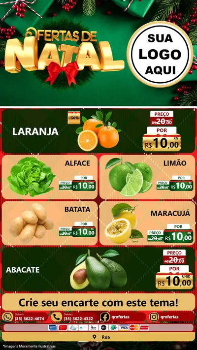 Modelo de TV para TV Vertical com o tema Ofertas de Natal para Hortifrúti