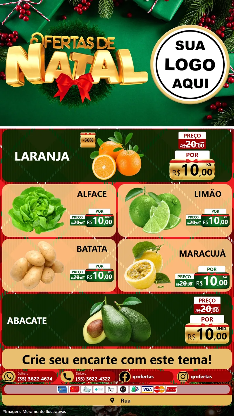 Modelo de TV para TV Vertical com o tema Ofertas de Natal para Hortifrúti