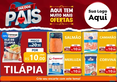 Modelo de Encarte para Encarte A4 Horizontal com o tema Dia dos Pais para Peixaria