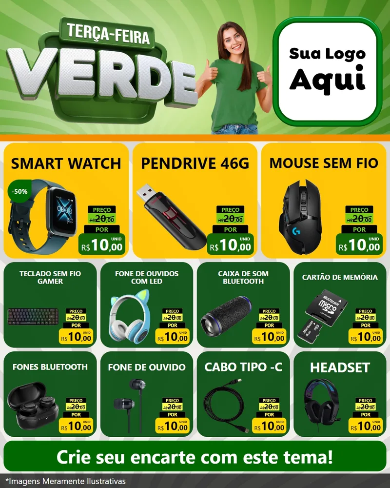 Modelo de Rede Social para Feed Instagram com o tema Terça - Feira Verde para Informática