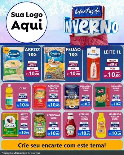 Modelo de Rede Social para Feed Instagram com o tema Ofertas de Inverno para Supermercado