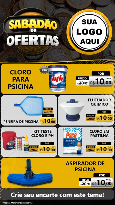 Modelo de TV para TV Vertical com o tema Sabadão de Ofertas para Produtos para Piscina