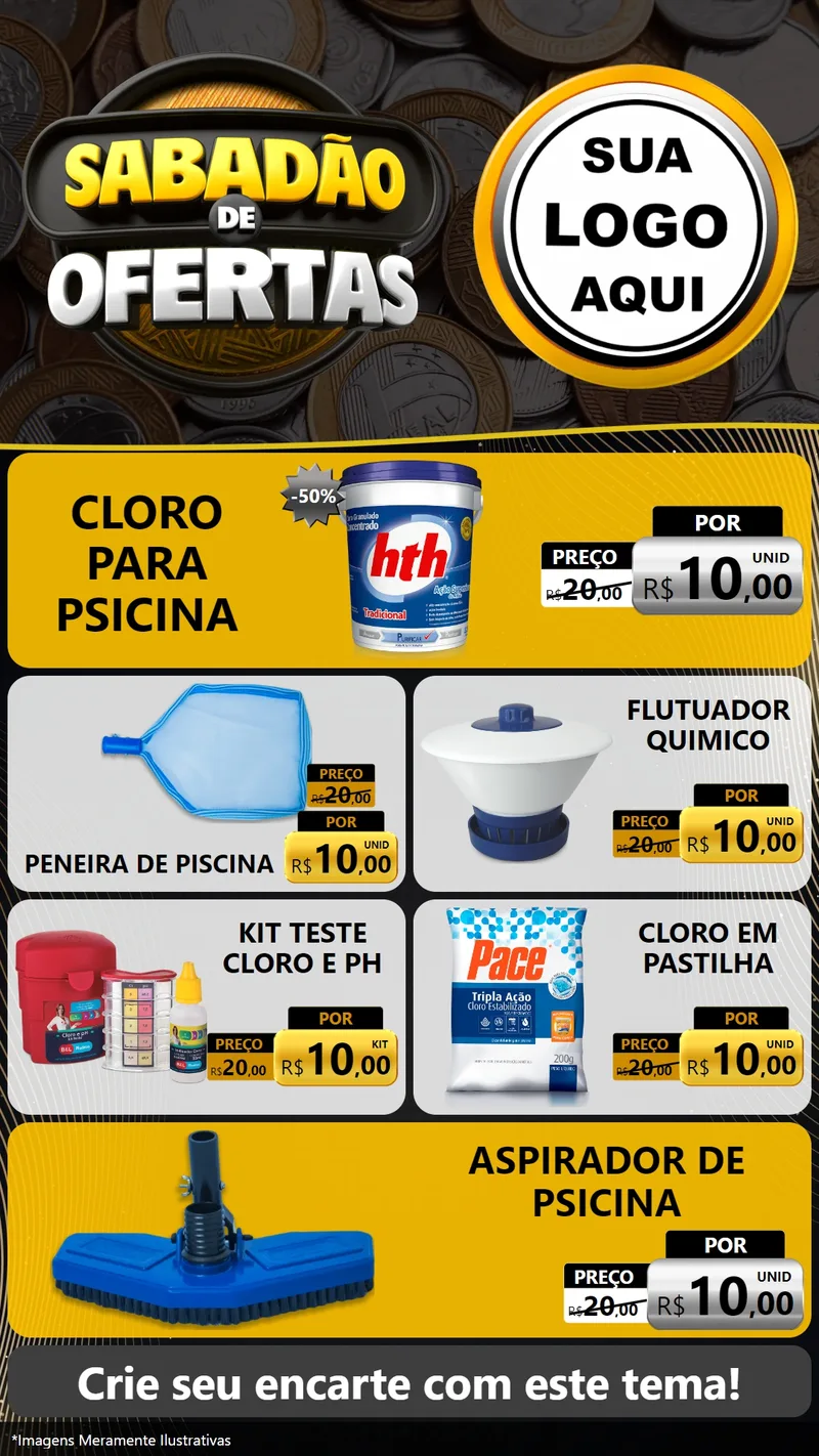 Modelo de TV para TV Vertical com o tema Sabadão de Ofertas para Produtos para Piscina