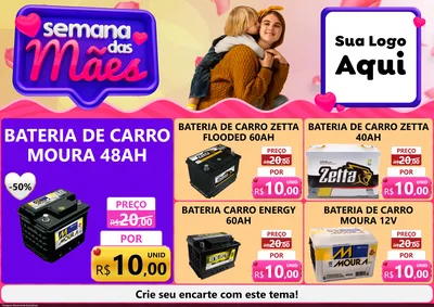 Modelo de Encarte para Encarte A4 Horizontal com o tema Semana das Mães para Baterias Elétricas