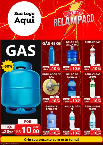 Modelo de Encarte para Encarte A4 Vertical com o tema Ofertas Relâmpago para Água e gás