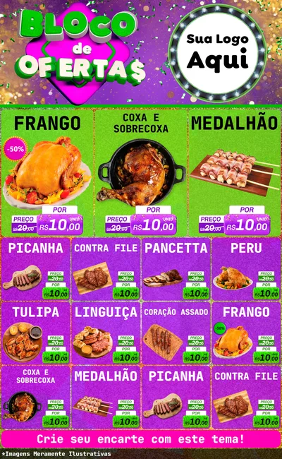 Modelo de Encarte para Encarte Grande com o tema Bloco de Ofertas para Assados