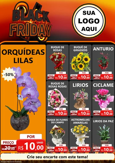Modelo de Encarte para Encarte A4 Vertical com o tema Black Friday para Floricultura e jardim