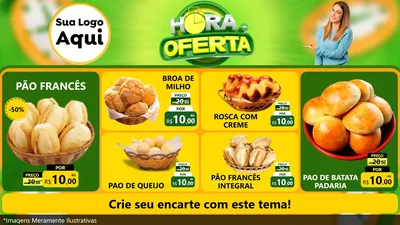 Modelo de TV para TV Horizontal com o tema Hora da Oferta para Padaria