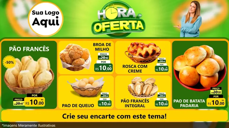 Modelo de TV para TV Horizontal com o tema Hora da Oferta para Padaria