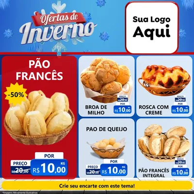 Modelo de Rede Social para Feed Facebook com o tema Ofertas de Inverno para Padaria