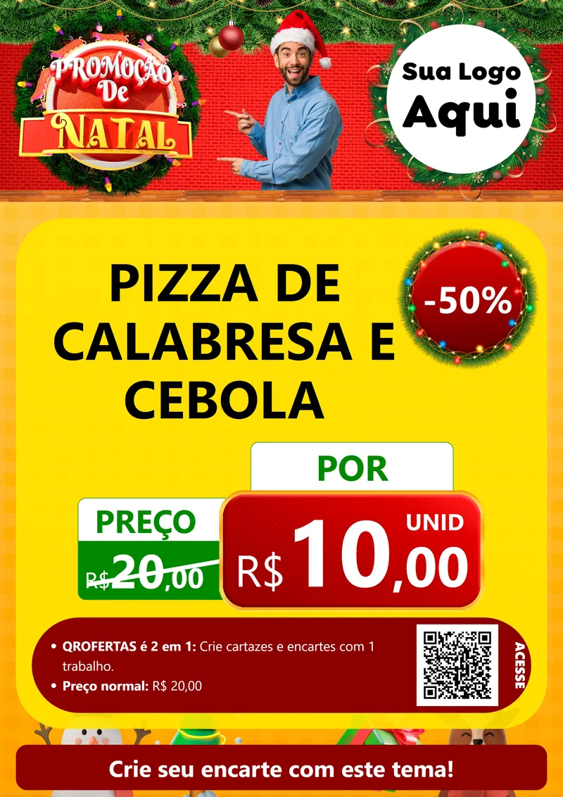 Modelo de Cartaz para Cartaz A4 Vertical com o tema Promoção de Natal para Pizzaria