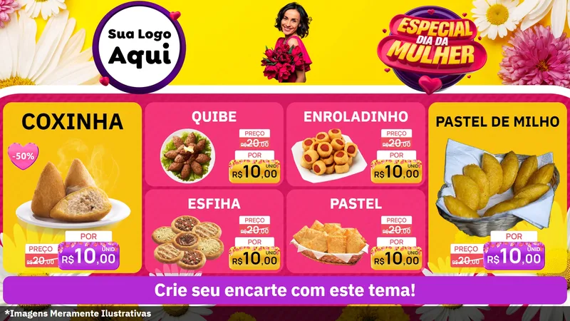 Modelo de TV para TV Horizontal com o tema Especial Dia da Mulher para Salgadaria