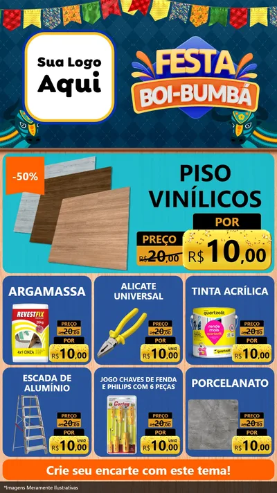 Modelo de Rede Social para Stories com o tema Festa Boi Bumbá para Material para Construção