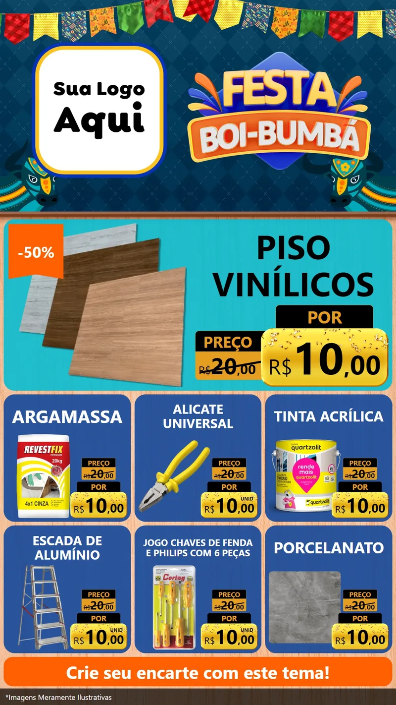 Modelo de Rede Social para Stories com o tema Festa Boi Bumbá para Material para Construção