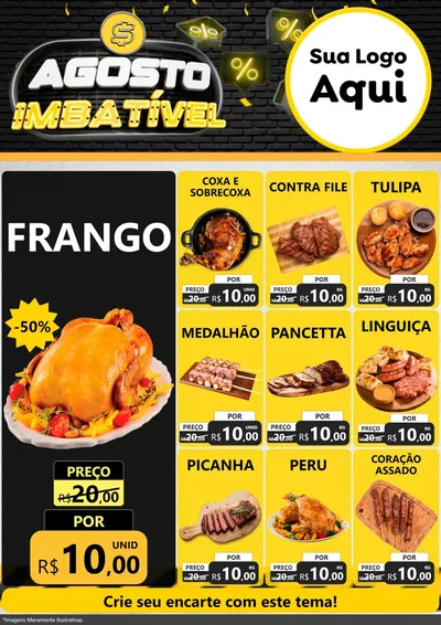 Modelo de Encarte para Encarte A4 Vertical com o tema Agosto Imbatível para Assados